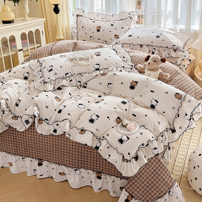 妮恒美 2026新款法式床盖款四件套 萌萌凯蒂