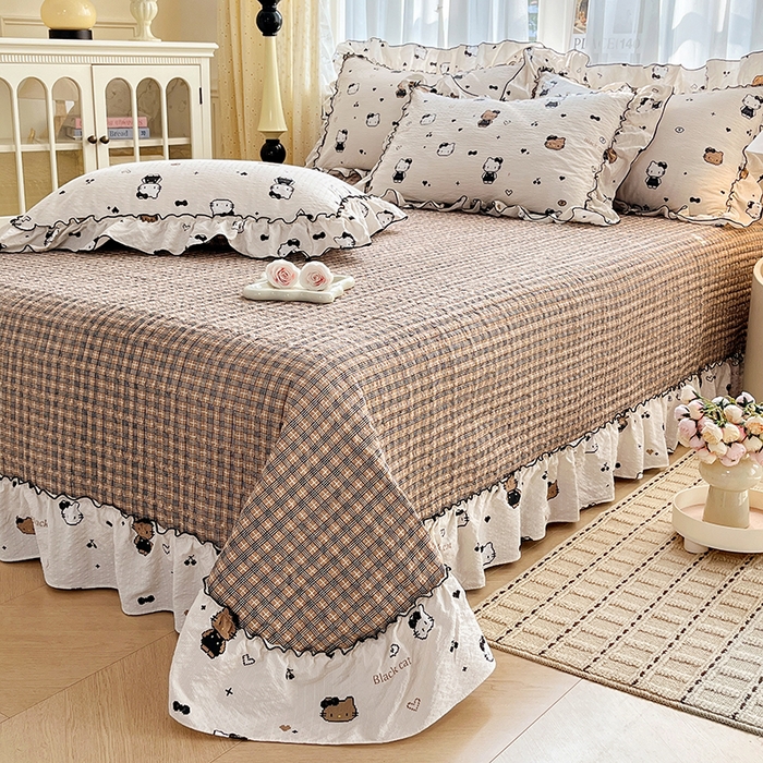 91家纺网 家纺一手货源 找家纺 妮恒美 2026新款法式床盖款四件套 萌萌凯蒂