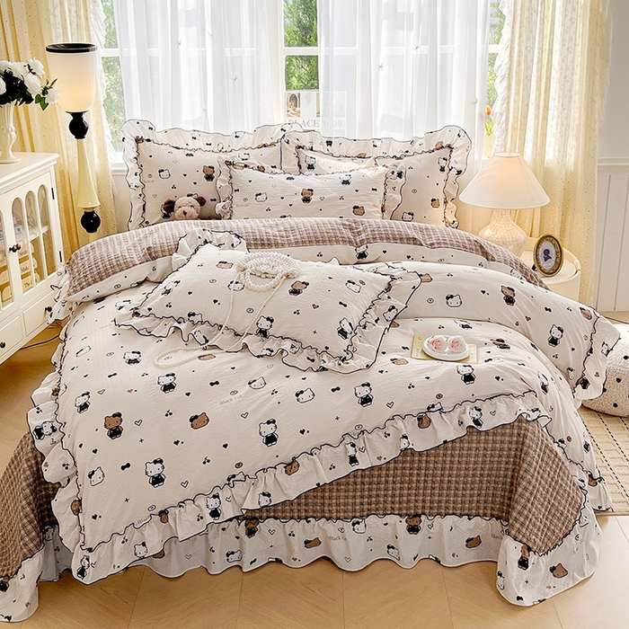 91家纺网 家纺一手货源 找家纺 妮恒美 2026新款法式床盖款四件套 萌萌凯蒂