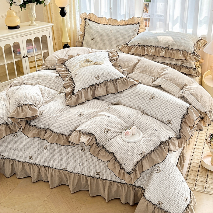 妮恒美 2026新款法式床盖款四件套 木马格
