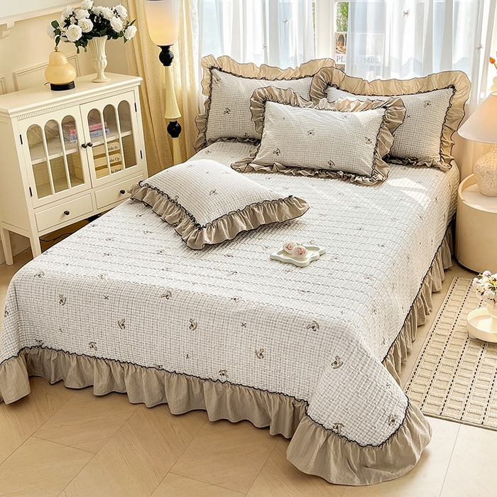 91家纺网 家纺一手货源 找家纺 妮恒美 2026新款法式床盖款四件套 木马格