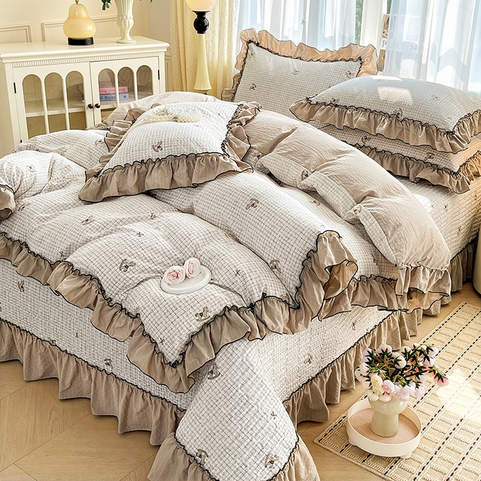 91家纺网 家纺一手货源 找家纺 妮恒美 2026新款法式床盖款四件套 木马格