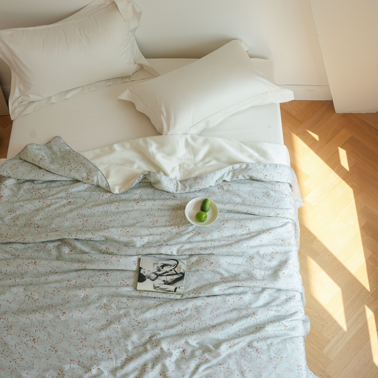 91家纺网 家纺一手货源 找家纺 沐晴家纺 2026新款春夏数码印花兰精天丝夏被空调被 慕莎-绿