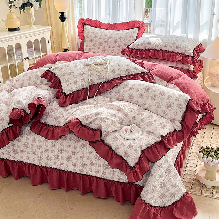 妮恒美 2026新款法式床盖款四件套 蔷薇意语