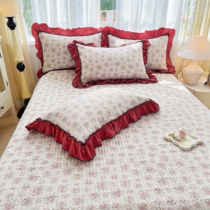 91家纺网 家纺一手货源 找家纺 妮恒美 2026新款法式床盖款四件套 蔷薇意语