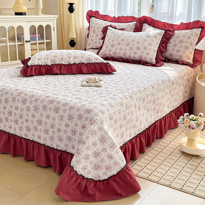 91家纺网 家纺一手货源 找家纺 妮恒美 2026新款法式床盖款四件套 蔷薇意语