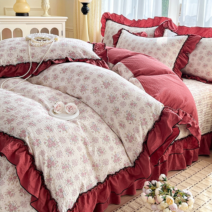 91家纺网 家纺一手货源 找家纺 妮恒美 2026新款法式床盖款四件套 蔷薇意语