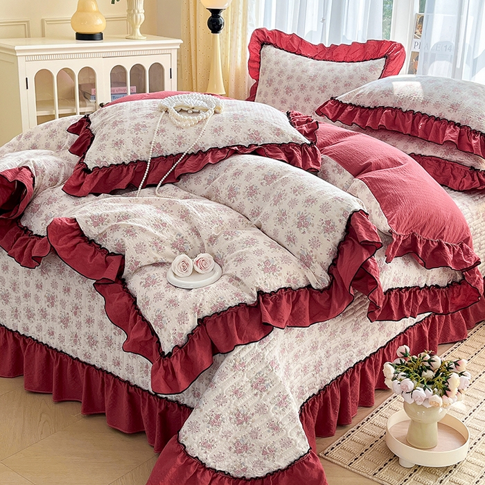 91家纺网 家纺一手货源 找家纺 妮恒美 2026新款法式床盖款四件套 蔷薇意语