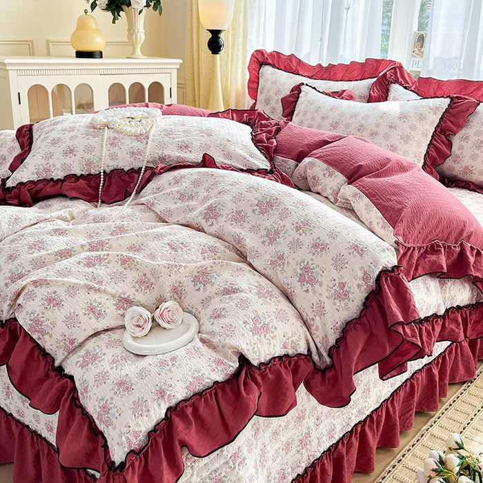 91家纺网 家纺一手货源 找家纺 妮恒美 2026新款法式床盖款四件套 蔷薇意语