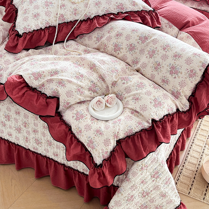 91家纺网 家纺一手货源 找家纺 妮恒美 2026新款法式床盖款四件套 蔷薇意语