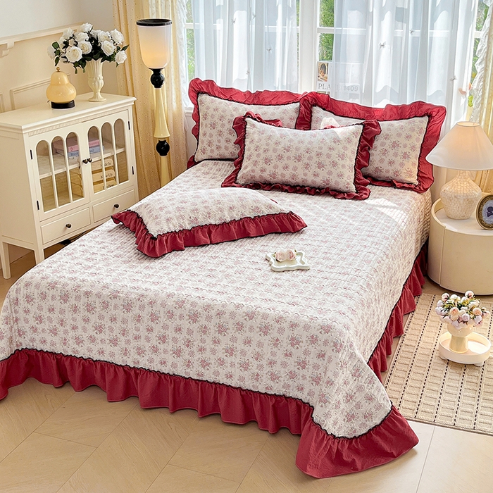 91家纺网 家纺一手货源 找家纺 妮恒美 2026新款法式床盖款四件套 蔷薇意语