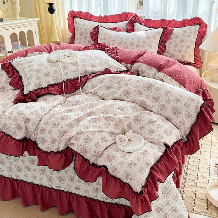 91家纺网 家纺一手货源 找家纺 妮恒美 2026新款法式床盖款四件套 蔷薇意语