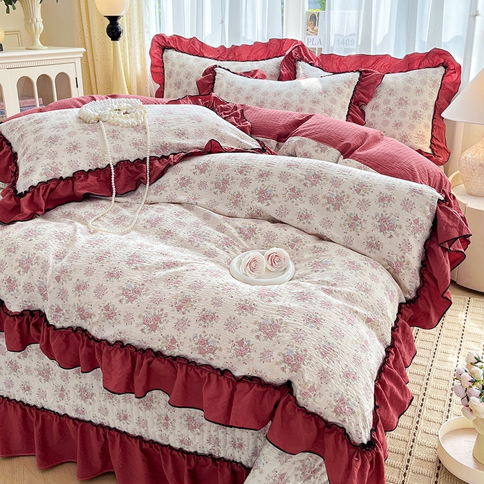 91家纺网 家纺一手货源 找家纺 妮恒美 2026新款法式床盖款四件套 蔷薇意语