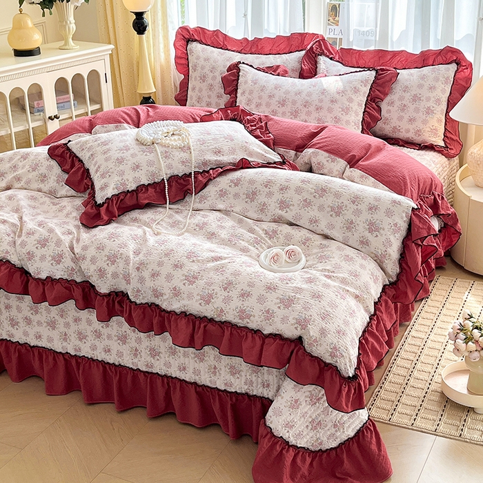 91家纺网 家纺一手货源 找家纺 妮恒美 2026新款法式床盖款四件套 蔷薇意语