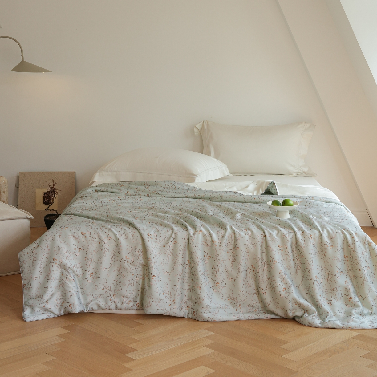 91家纺网 家纺一手货源 找家纺 沐晴家纺 2026新款春夏数码印花兰精天丝夏被空调被 慕莎-绿