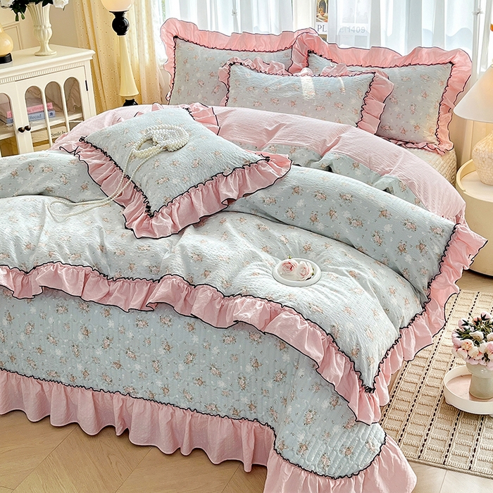 91家纺网 家纺一手货源 找家纺 妮恒美 2026新款法式床盖款四件套 柔诗意