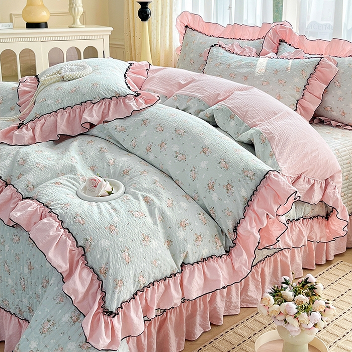 91家纺网 家纺一手货源 找家纺 妮恒美 2026新款法式床盖款四件套 柔诗意