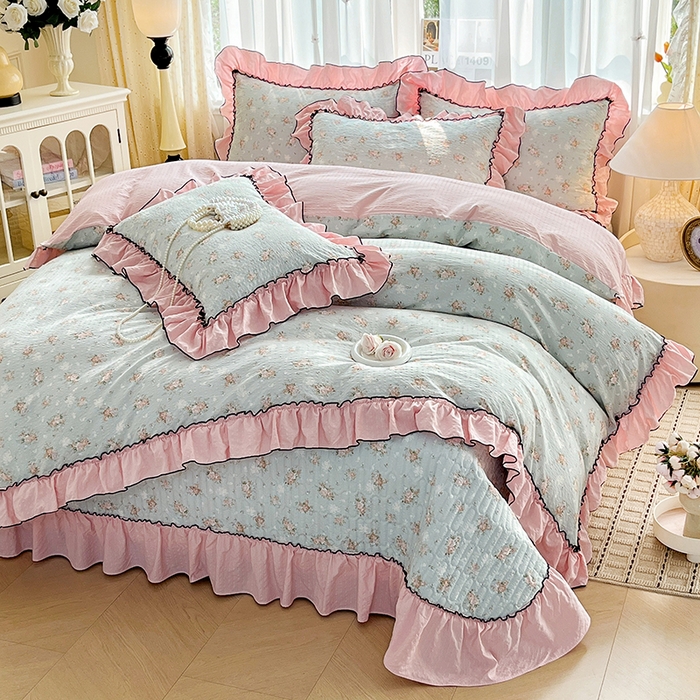 91家纺网 家纺一手货源 找家纺 妮恒美 2026新款法式床盖款四件套 柔诗意