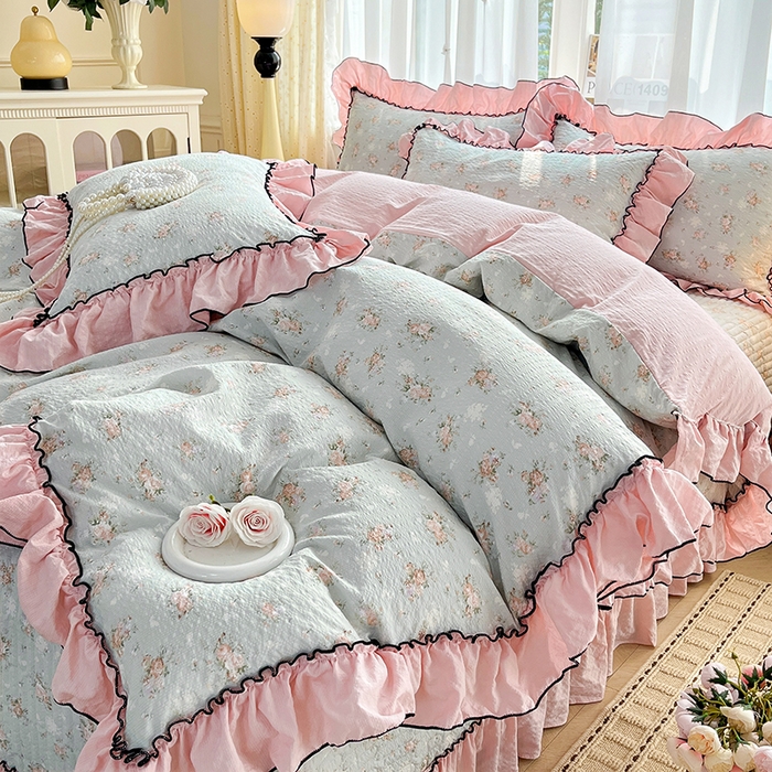 91家纺网 家纺一手货源 找家纺 妮恒美 2026新款法式床盖款四件套 柔诗意