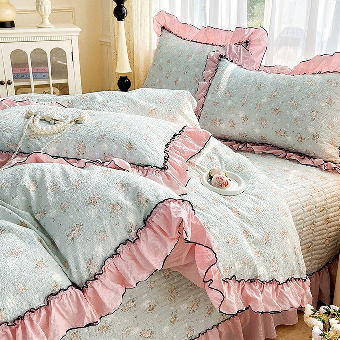 91家纺网 家纺一手货源 找家纺 妮恒美 2026新款法式床盖款四件套 柔诗意