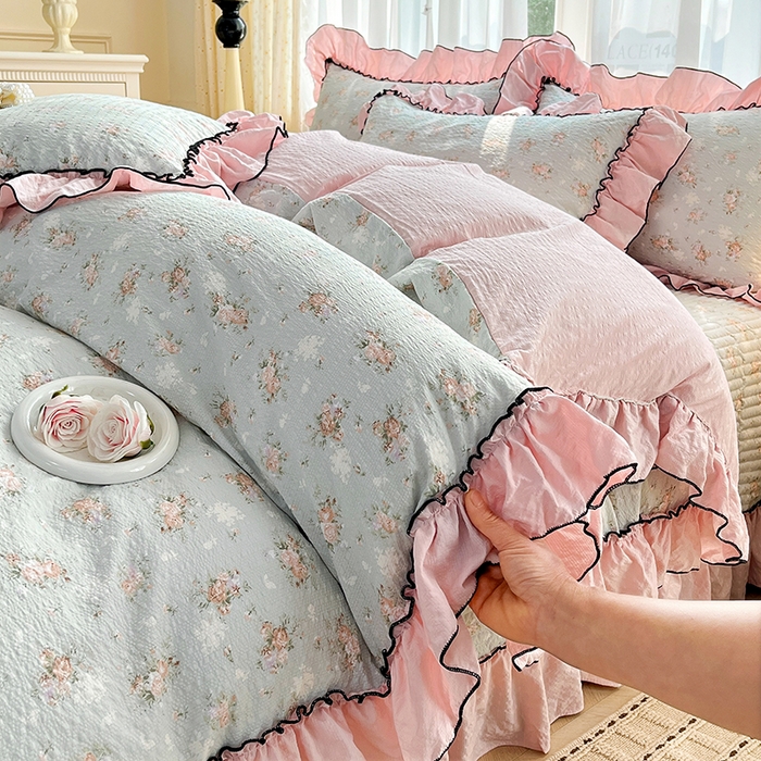 91家纺网 家纺一手货源 找家纺 妮恒美 2026新款法式床盖款四件套 柔诗意