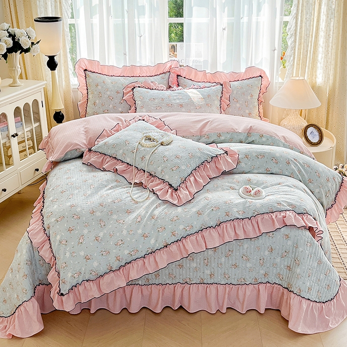 91家纺网 家纺一手货源 找家纺 妮恒美 2026新款法式床盖款四件套 柔诗意