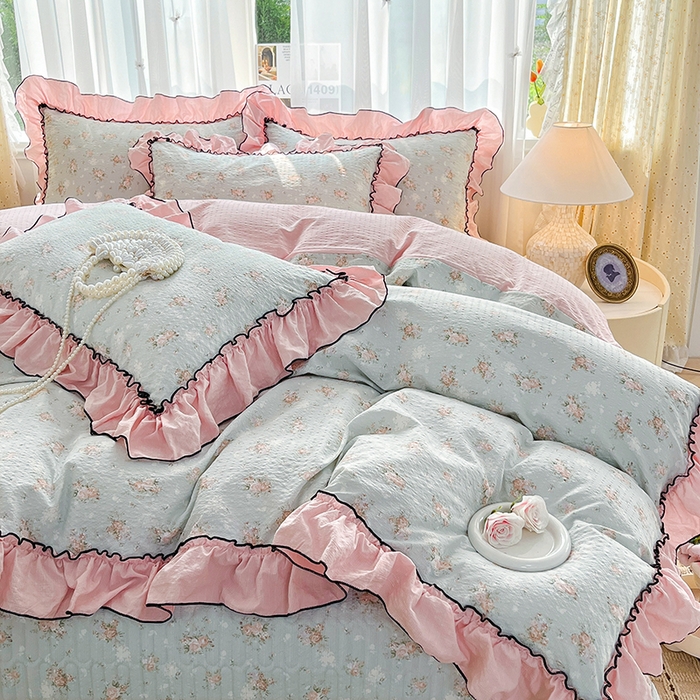 91家纺网 家纺一手货源 找家纺 妮恒美 2026新款法式床盖款四件套 柔诗意