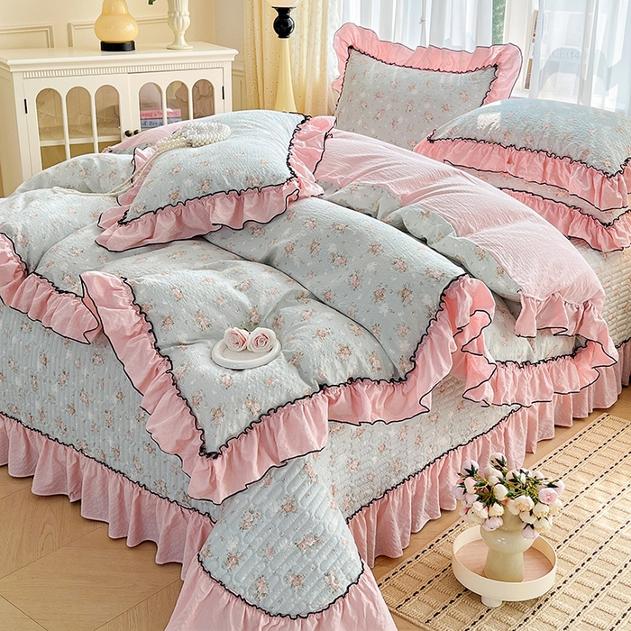 91家纺网 家纺一手货源 找家纺 妮恒美 2026新款法式床盖款四件套 柔诗意