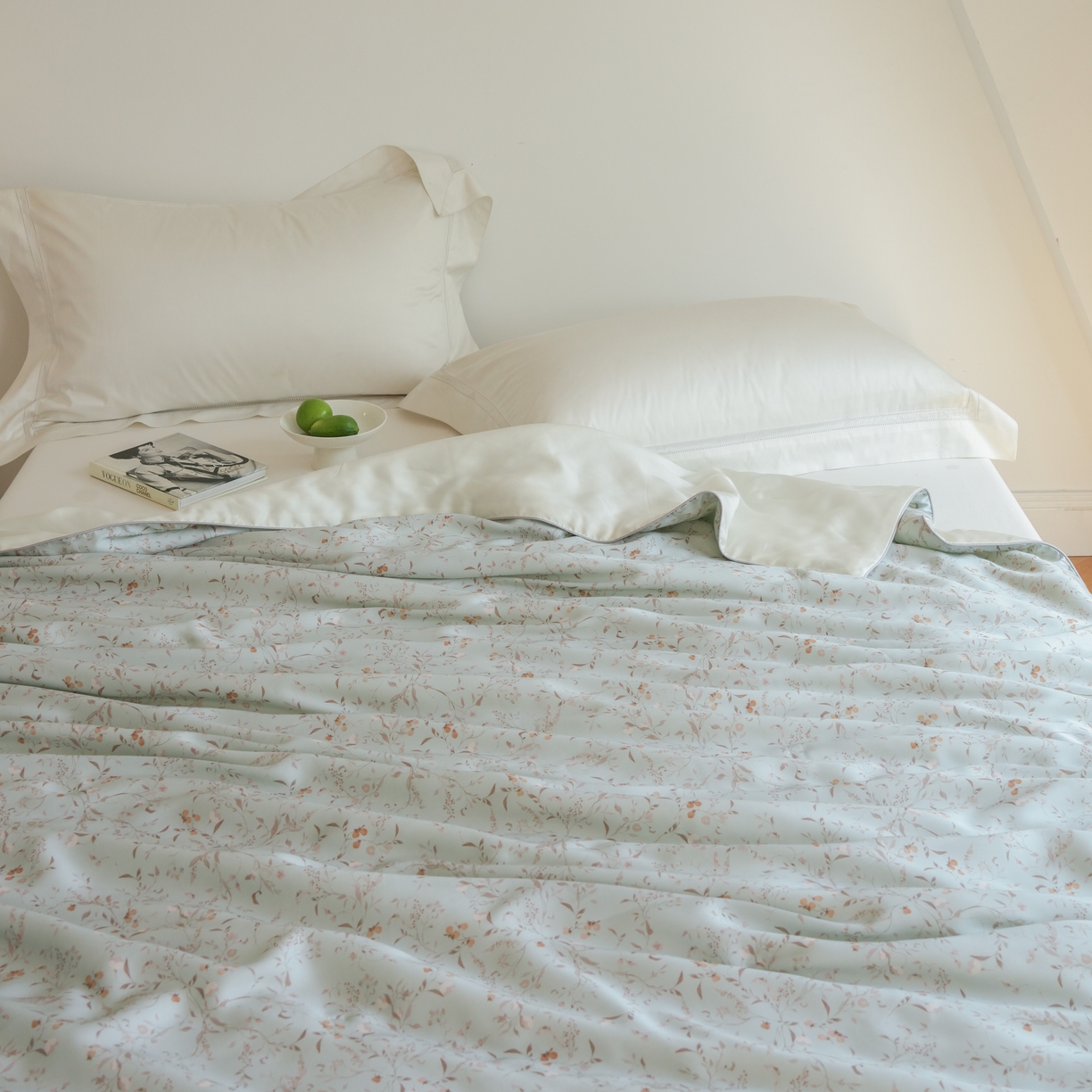 91家纺网 家纺一手货源 找家纺 沐晴家纺 2026新款春夏数码印花兰精天丝夏被空调被 慕莎-绿