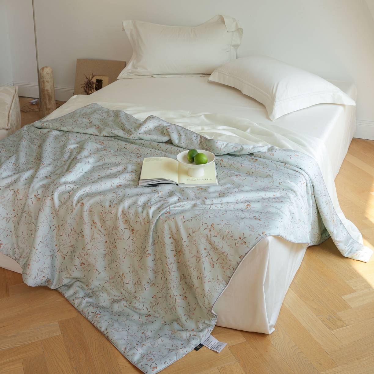 91家纺网 家纺一手货源 找家纺 沐晴家纺 2026新款春夏数码印花兰精天丝夏被空调被 慕莎-绿