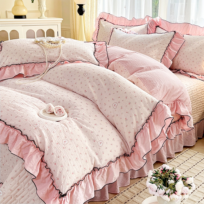 91家纺网 家纺一手货源 找家纺 妮恒美 2026新款法式床盖款四件套 薇薇花语