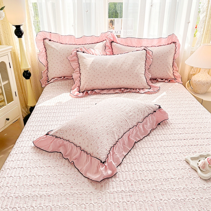 91家纺网 家纺一手货源 找家纺 妮恒美 2026新款法式床盖款四件套 薇薇花语