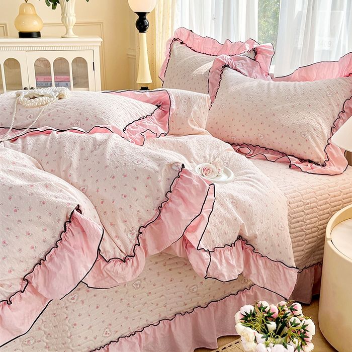 91家纺网 家纺一手货源 找家纺 妮恒美 2026新款法式床盖款四件套 薇薇花语