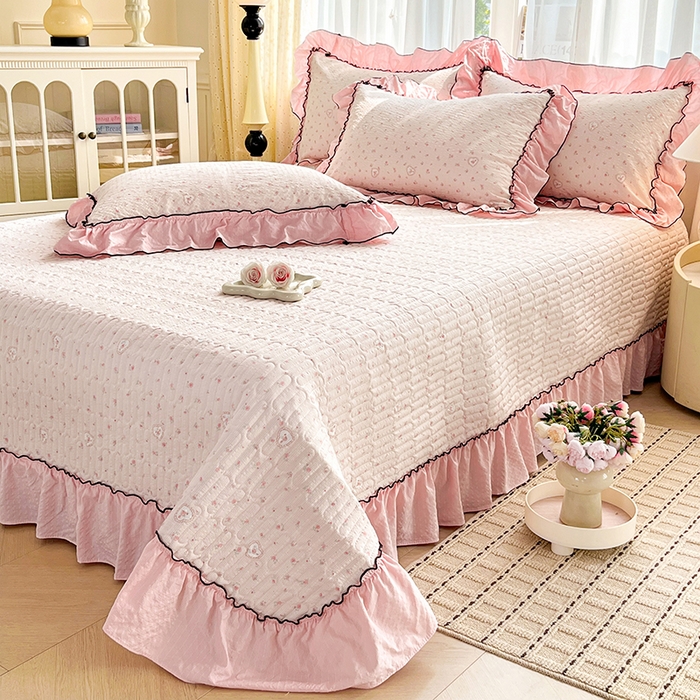 91家纺网 家纺一手货源 找家纺 妮恒美 2026新款法式床盖款四件套 薇薇花语