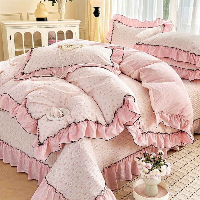 91家纺网 家纺一手货源 找家纺 妮恒美 2026新款法式床盖款四件套 薇薇花语