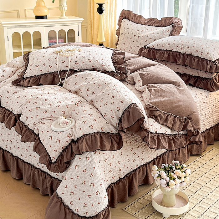 91家纺网 家纺一手货源 找家纺 妮恒美 2026新款法式床盖款四件套 小樱桃