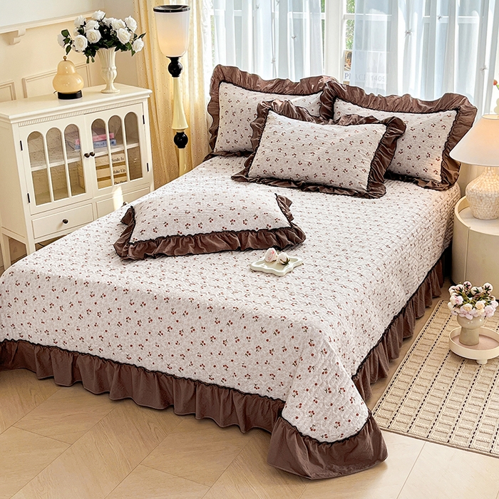 91家纺网 家纺一手货源 找家纺 妮恒美 2026新款法式床盖款四件套 小樱桃