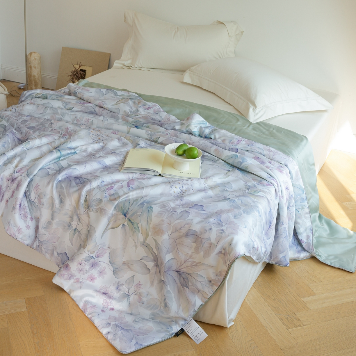 91家纺网 家纺一手货源 找家纺 沐晴家纺 2026新款春夏数码印花兰精天丝夏被空调被 清妍-紫