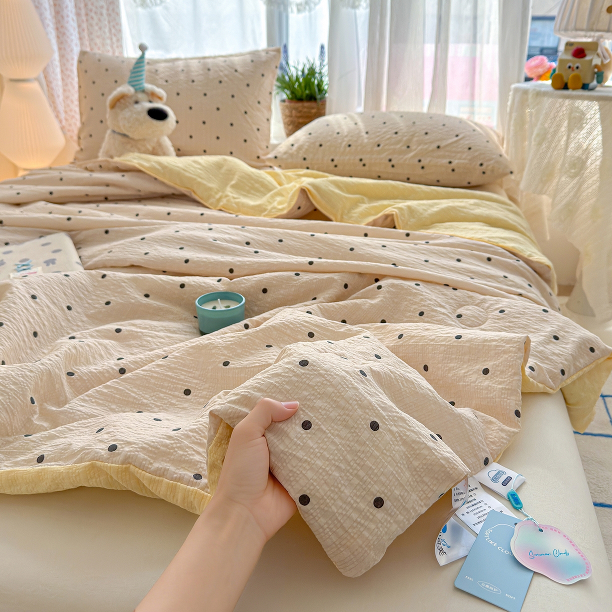 91家纺网 家纺一手货源 找家纺 （总）桔禾家纺 2026新款A类泡芙棉泡泡纱夏被双层纱小清新夏凉被空调被