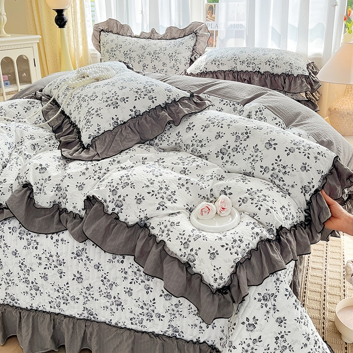 91家纺网 家纺一手货源 找家纺 妮恒美 2026新款法式床盖款四件套 幽幽花香