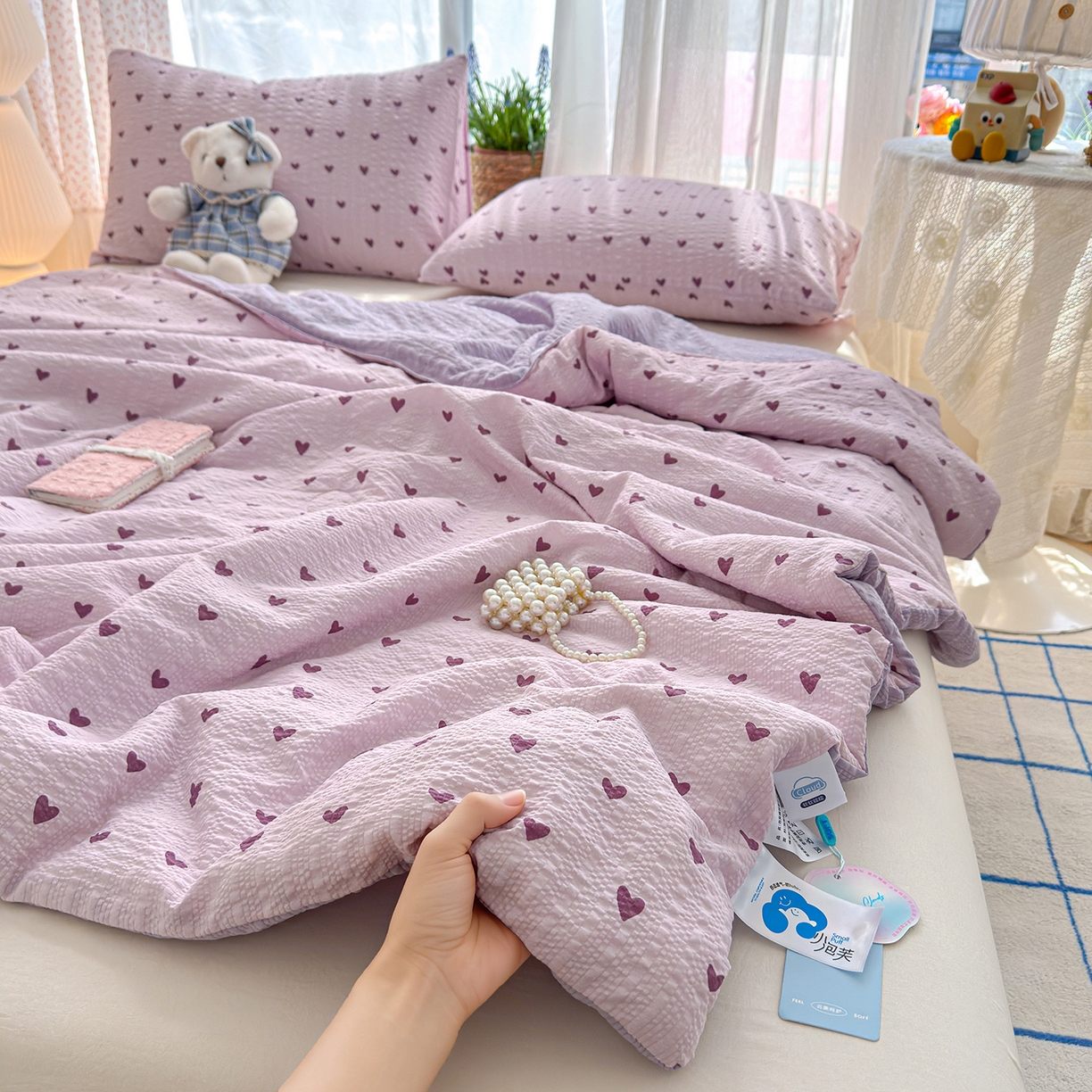 91家纺网 家纺一手货源 找家纺 （总）桔禾家纺 2026新款A类泡芙棉泡泡纱夏被双层纱小清新夏凉被空调被