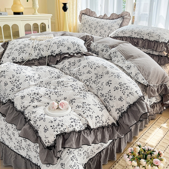 91家纺网 家纺一手货源 找家纺 妮恒美 2026新款法式床盖款四件套 幽幽花香