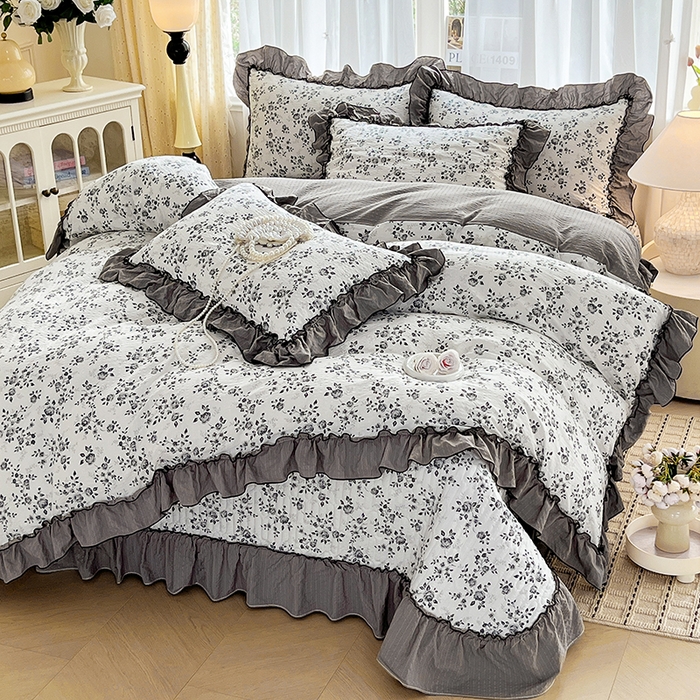 91家纺网 家纺一手货源 找家纺 妮恒美 2026新款法式床盖款四件套 幽幽花香