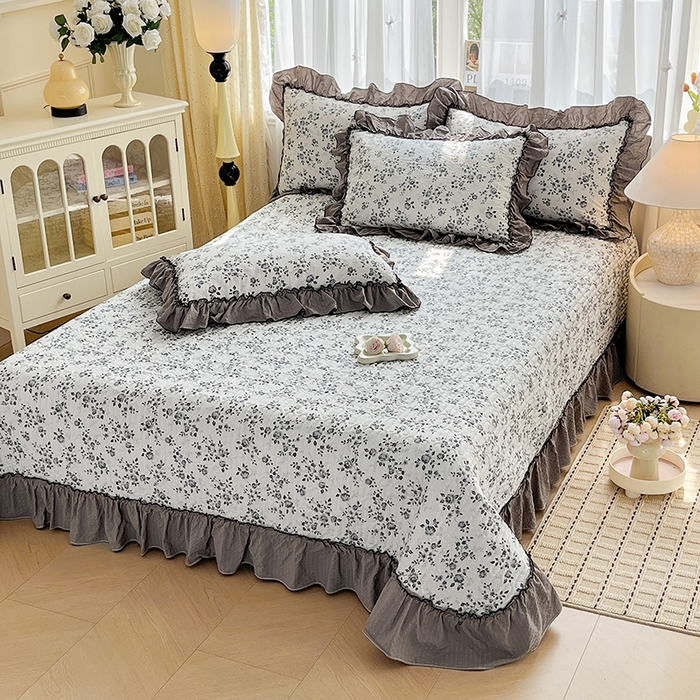 91家纺网 家纺一手货源 找家纺 妮恒美 2026新款法式床盖款四件套 幽幽花香