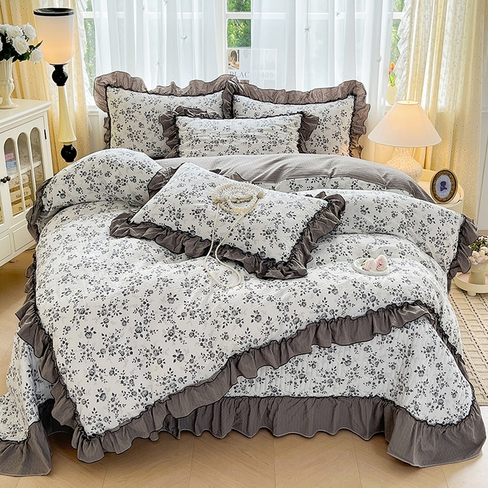 91家纺网 家纺一手货源 找家纺 妮恒美 2026新款法式床盖款四件套 幽幽花香