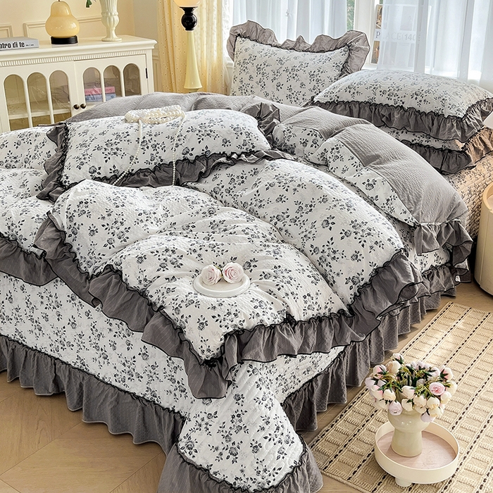 91家纺网 家纺一手货源 找家纺 妮恒美 2026新款法式床盖款四件套 幽幽花香