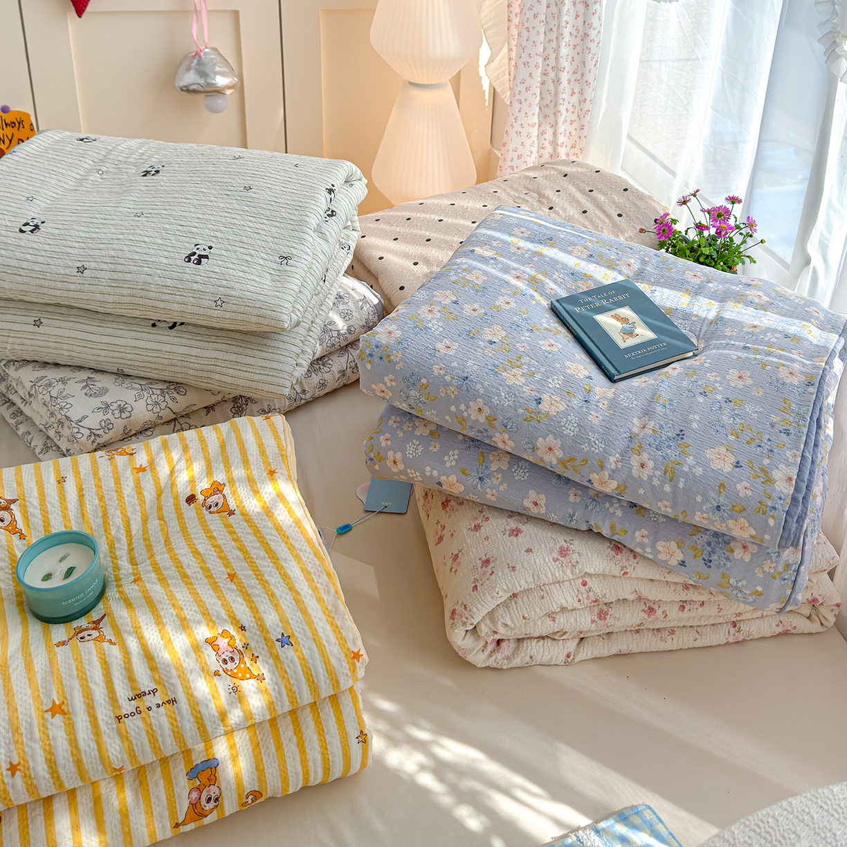 91家纺网 家纺一手货源 找家纺 （总）桔禾家纺 2026新款A类泡芙棉泡泡纱夏被双层纱小清新夏凉被空调被