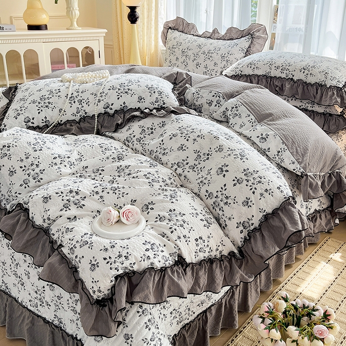 91家纺网 家纺一手货源 找家纺 妮恒美 2026新款法式床盖款四件套 幽幽花香