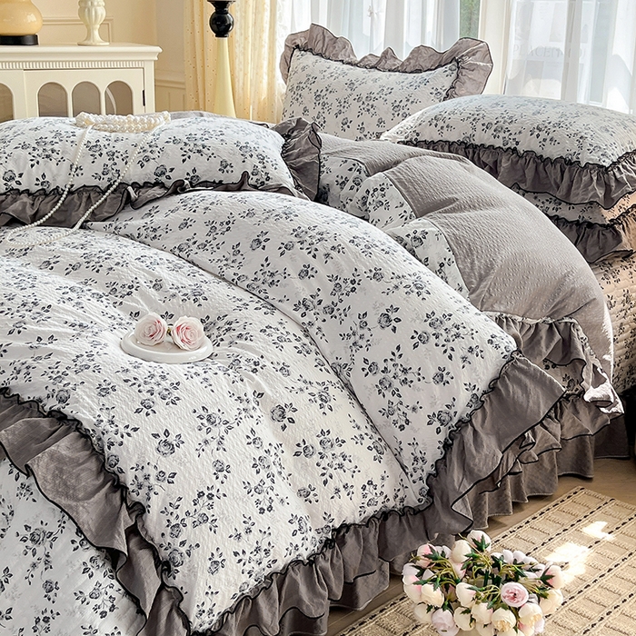 91家纺网 家纺一手货源 找家纺 妮恒美 2026新款法式床盖款四件套 幽幽花香