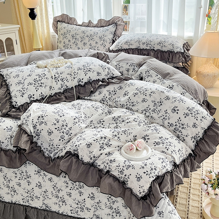 91家纺网 家纺一手货源 找家纺 妮恒美 2026新款法式床盖款四件套 幽幽花香